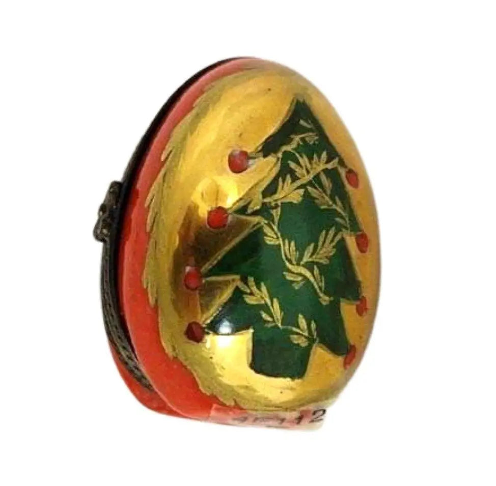 Christmas Tree Limoges Porcelain Egg Picture Frame, a hand-painted Limoges porcelain gift