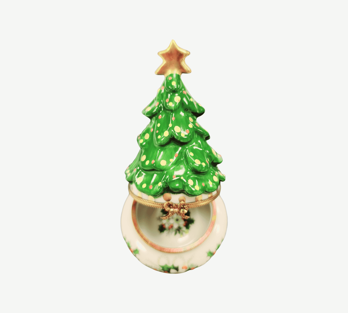 Christmas Tree w Magnolias Limoges Box Figurine Collectible, view 2