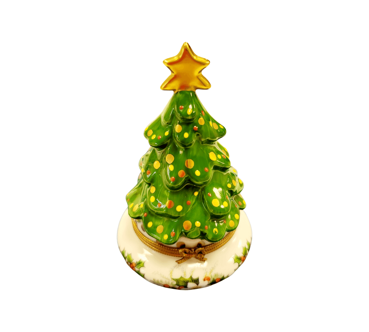 Christmas Tree w Magnolias Limoges Box Figurine Collectible, view 4