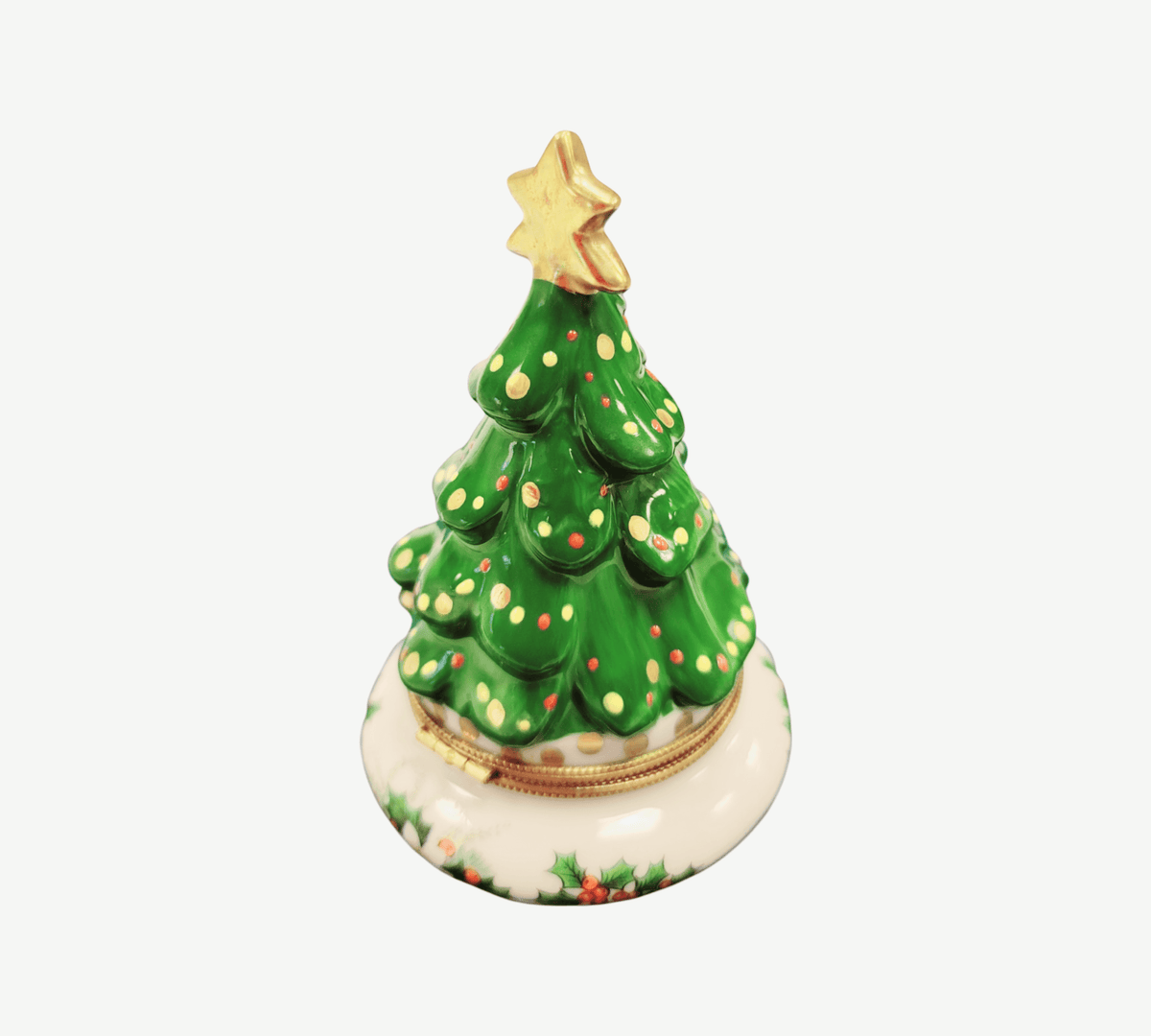 Christmas Tree w Magnolias Limoges Box Figurine Collectible, view 5