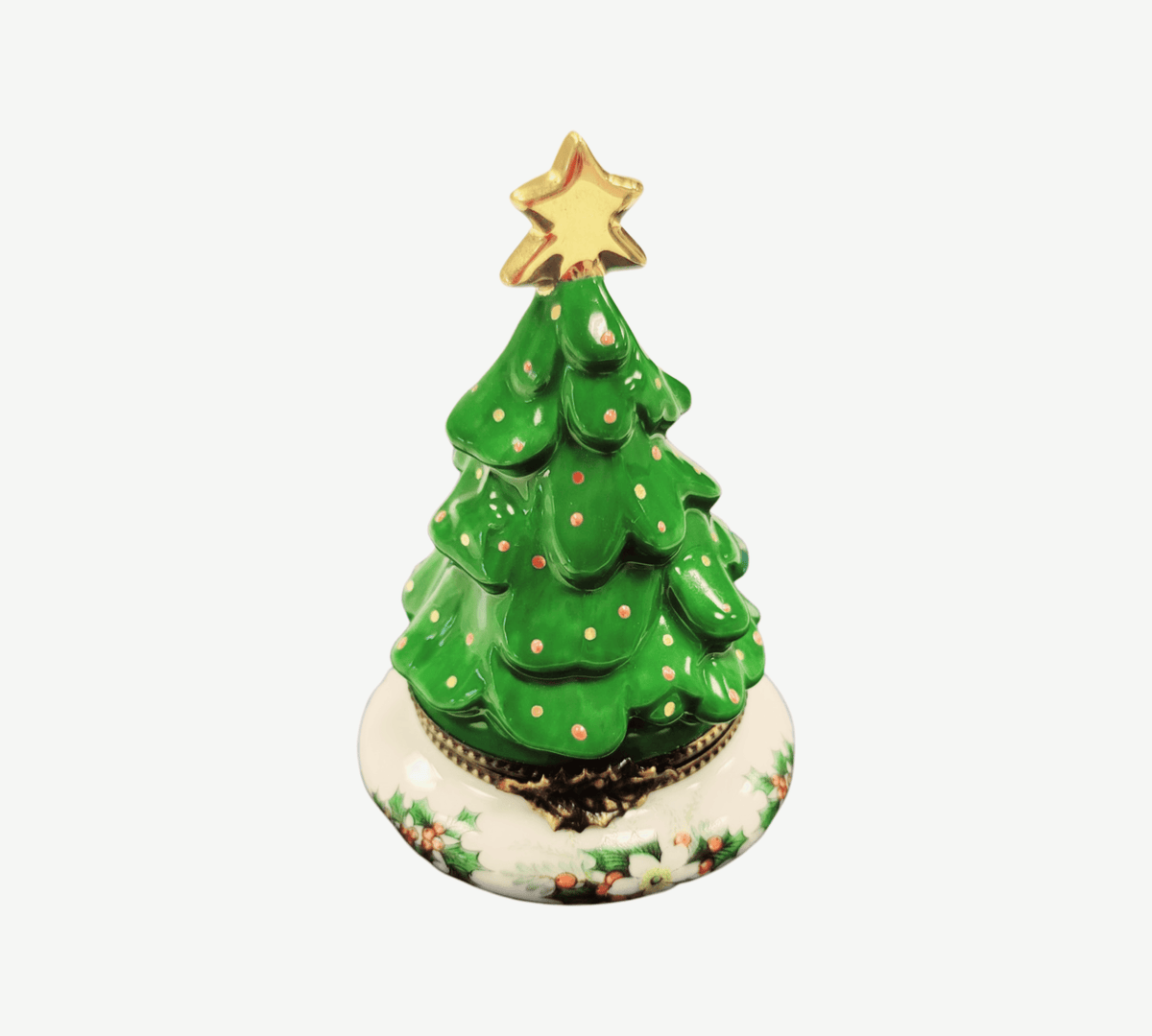 Christmas Tree w Magnolias Limoges Box Figurine Collectible, view 6