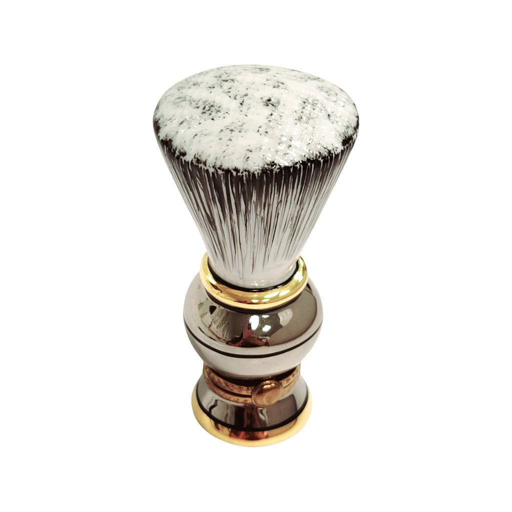 Chrome Shaving Brush Box for Grooming Enthusiasts, a hand-painted Limoges porcelain gift