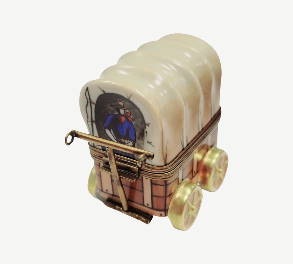 Chuck Wagon Old West American Limoges Box, a hand-painted Limoges porcelain gift
