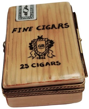 Treasured French collectible: Cigar Removable Cigars Limoges box, painted by hand