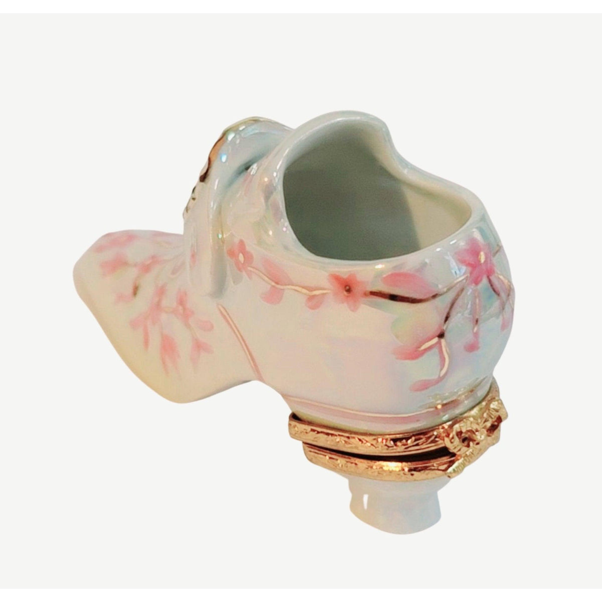 Hand-painted White Shoe with Carnival Glaze Cinderella Bridal Limoges box, French artistry for lovers of fine art