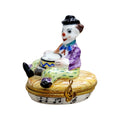 Circus Clown w Drum Porcelain Art Object, a hand-painted Limoges porcelain gift