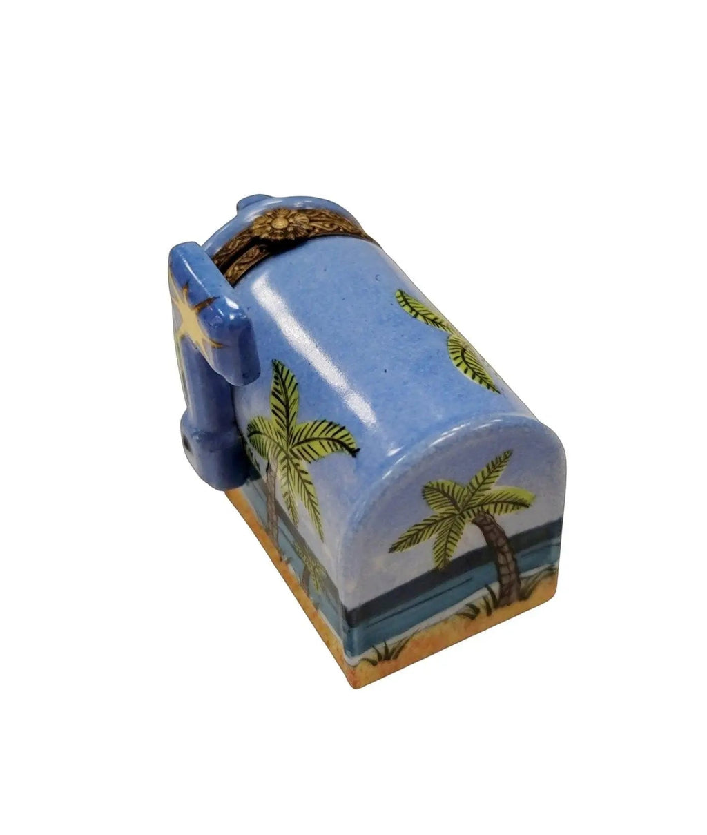 Painted details on the Beach House Mailbox Limoges box, French art in miniature