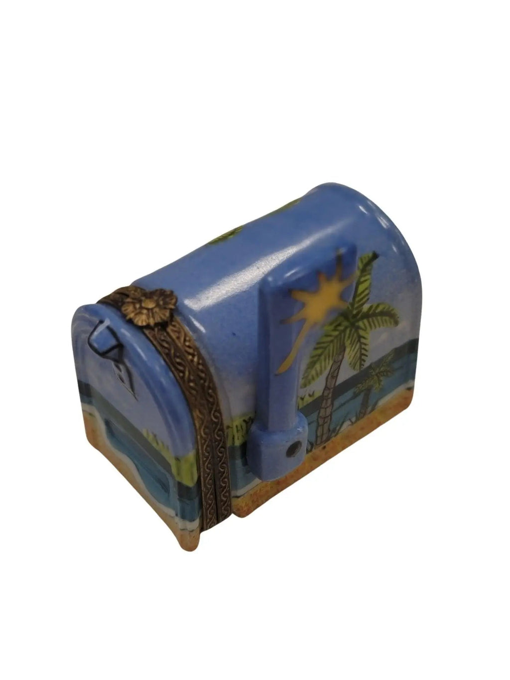 Artisan-painted Beach House Mailbox Limoges box from France, a cherished collectible