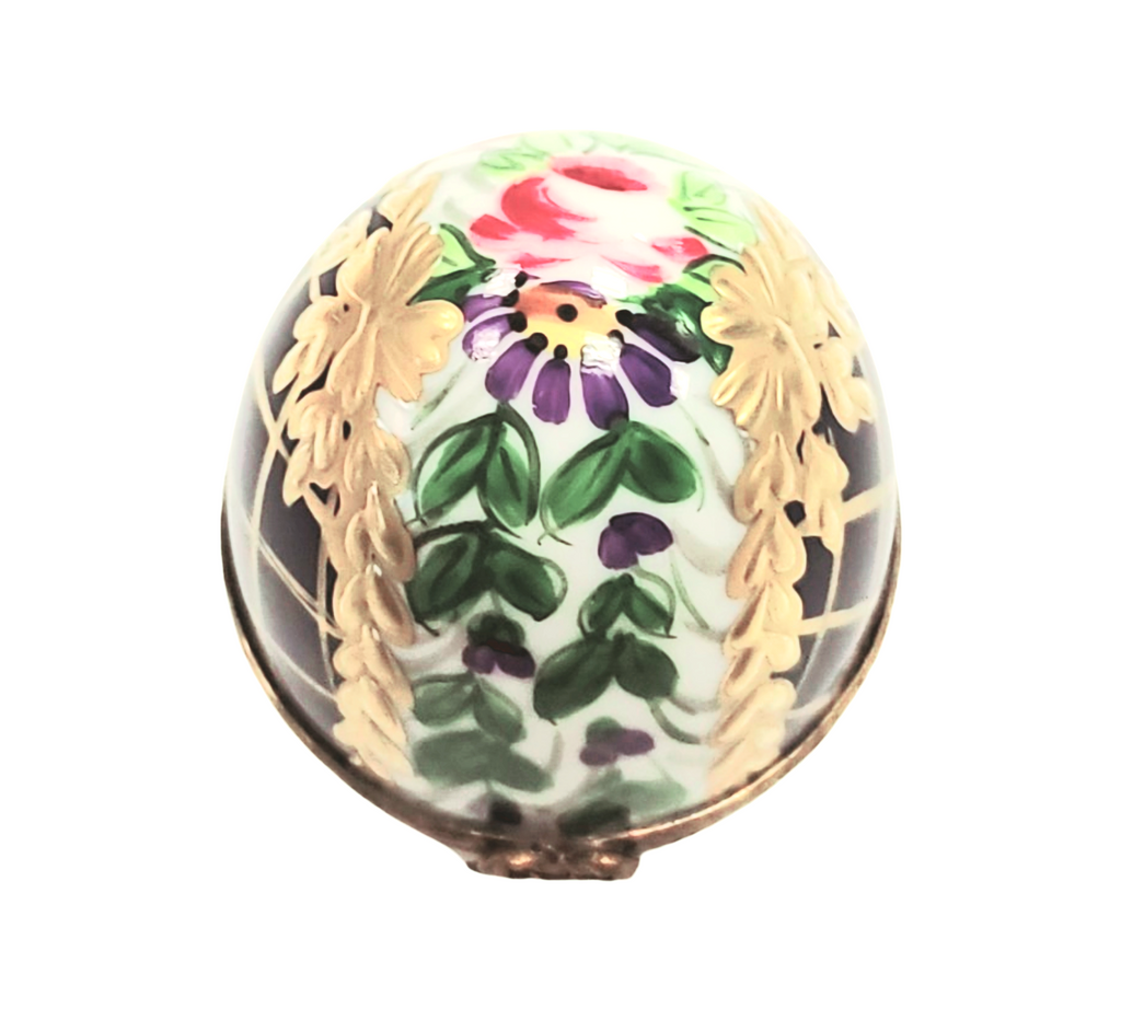 Egg Cobalt Blue Gold Lattice Limoges box painted by hand in Limoges, France, a gift to treasure