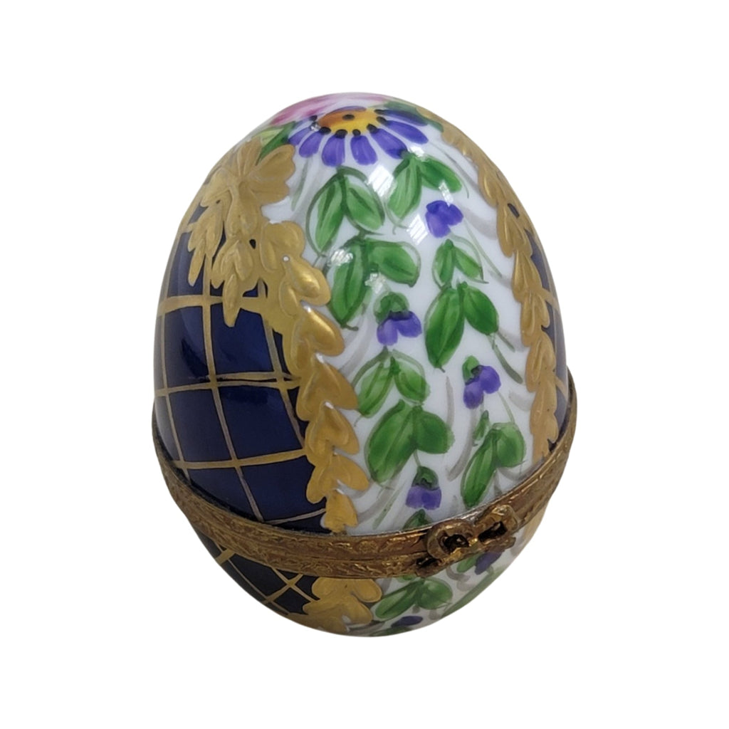The Egg Cobalt Blue Gold Lattice, a Limoges keepsake with true French charm