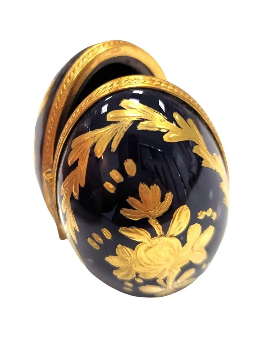 Gift idea for someone who loves France: Cobalt Blue Gold Egg Oval Picture Frame Vert Limoges box