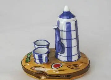 Coffee Pot w Cups Limoges Box Figurine, view 2