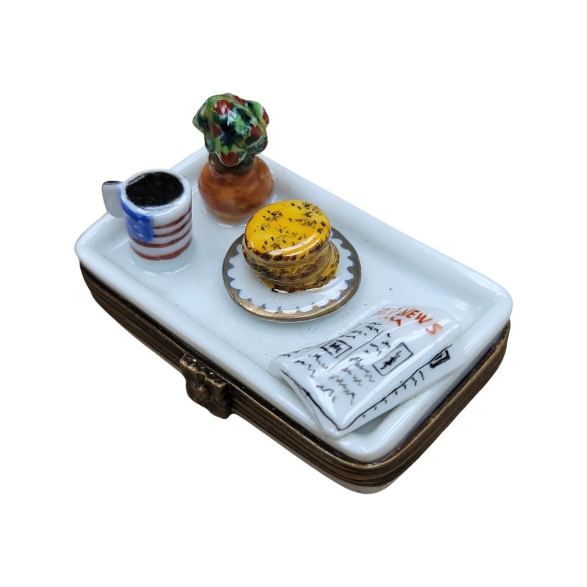 Coffee Pancake Tray Limoges Box Figurine, view 4