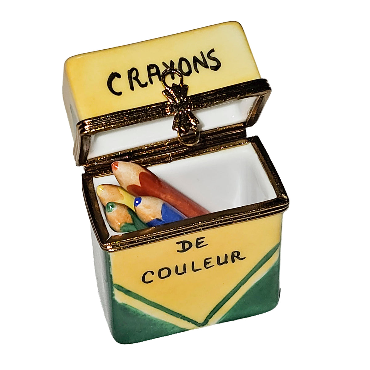 Collectible Crayon Limoges box with artisan brushwork