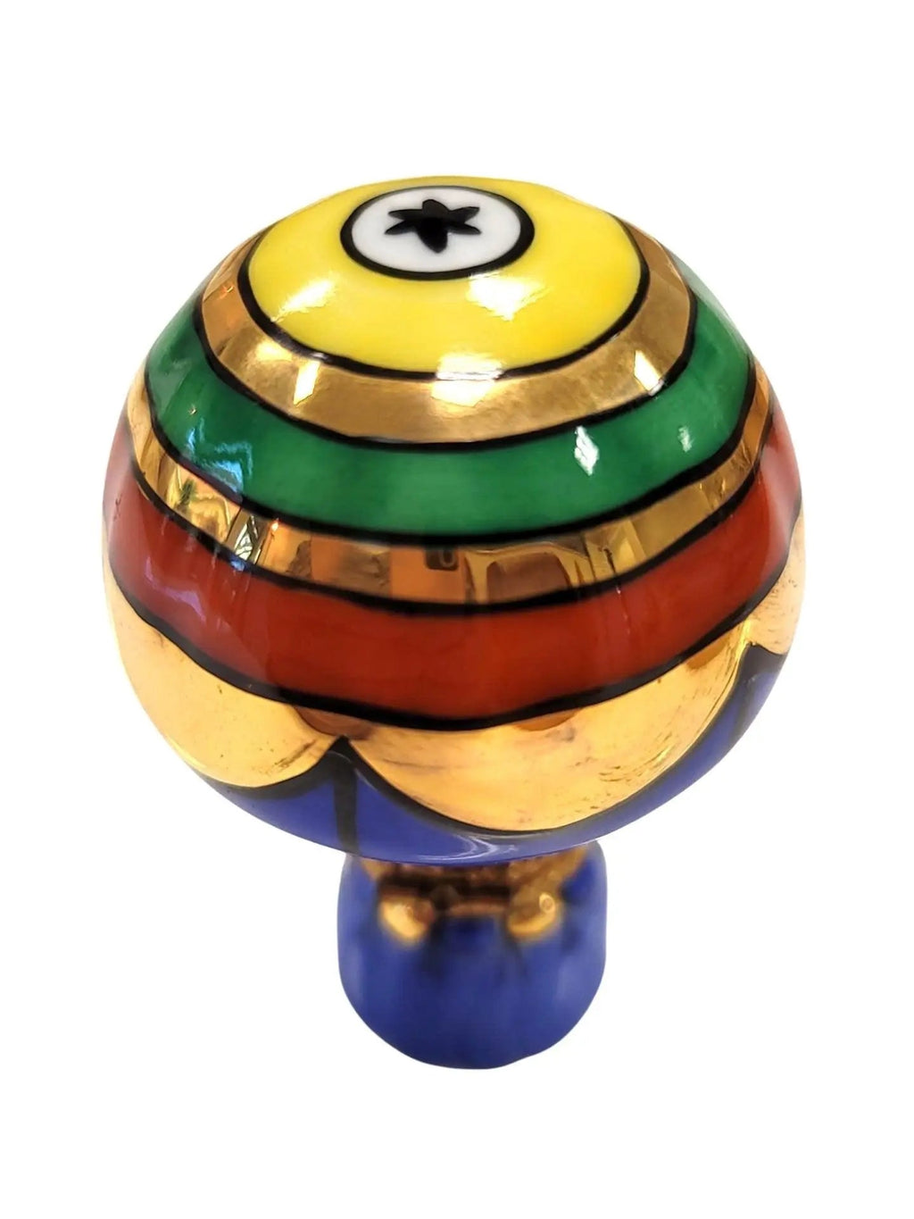 Painted details on the Colorful Hot Air Balloon Limoges box, French art in miniature