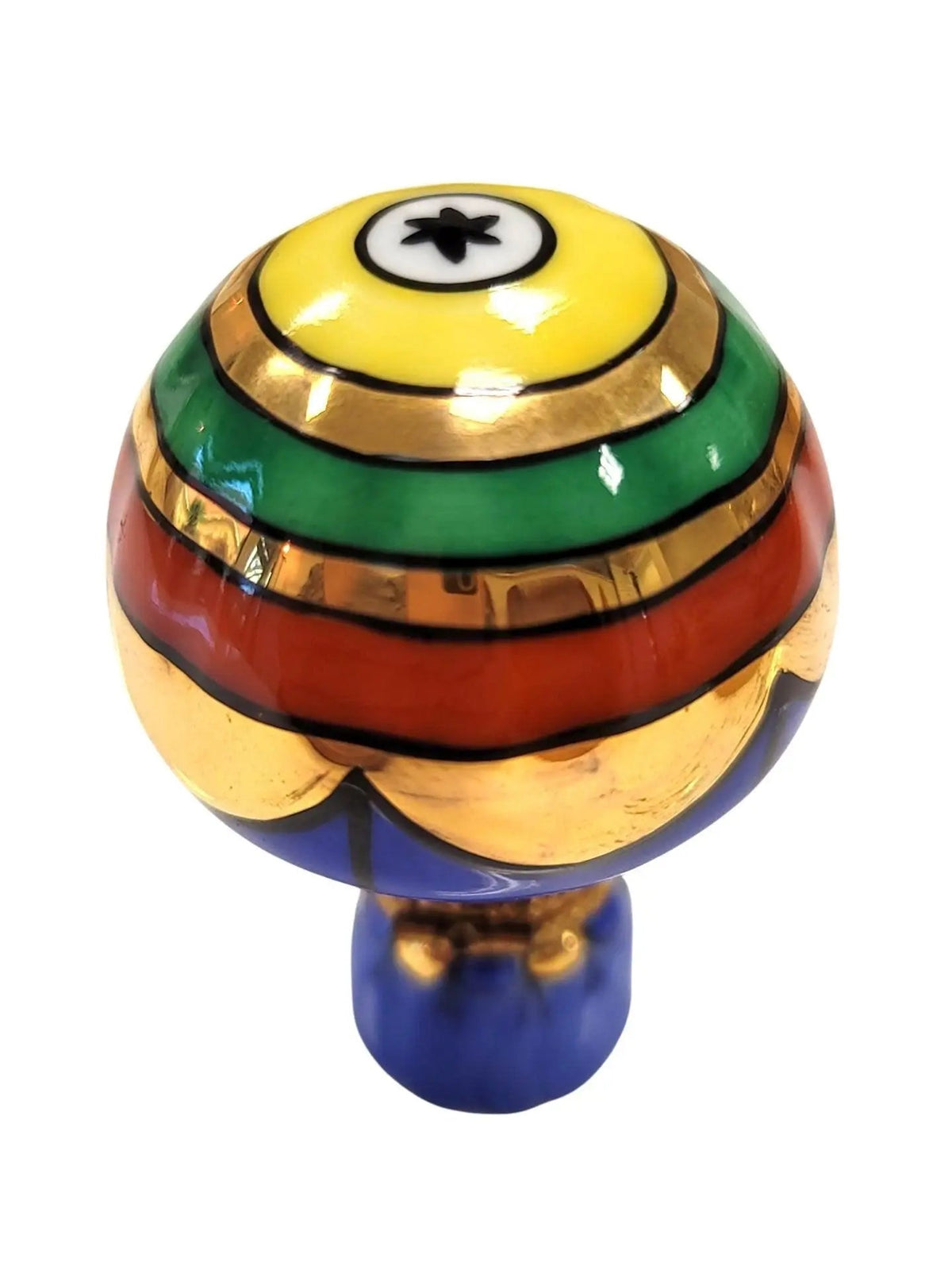 Painted details on the Colorful Hot Air Balloon Limoges box, French art in miniature