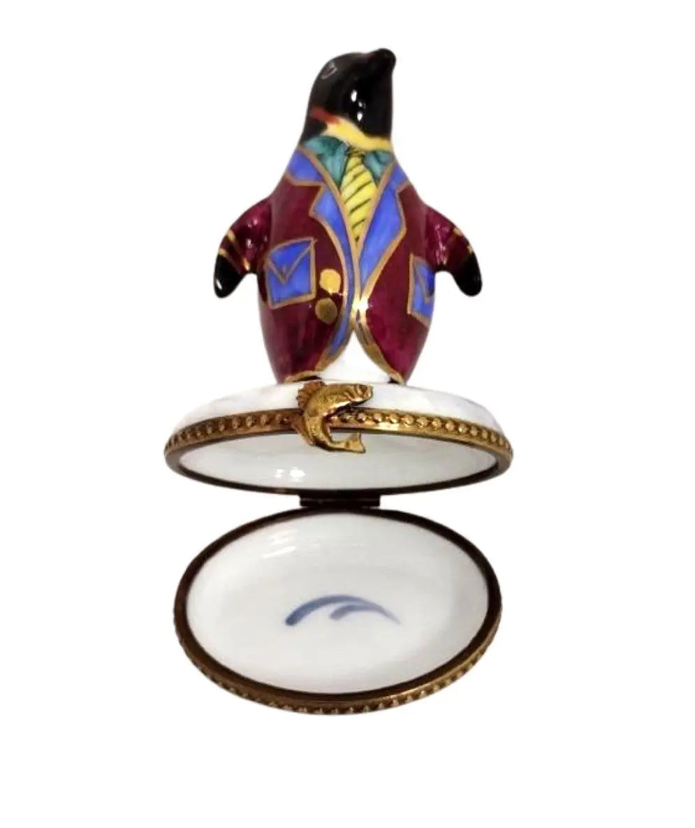 Tuxedo Colorful Snazzy Penguin Limoges Box Figurine, view 2