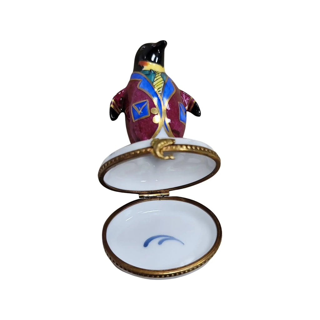Tuxedo Colorful Snazzy Penguin Limoges Box Figurine, view 8