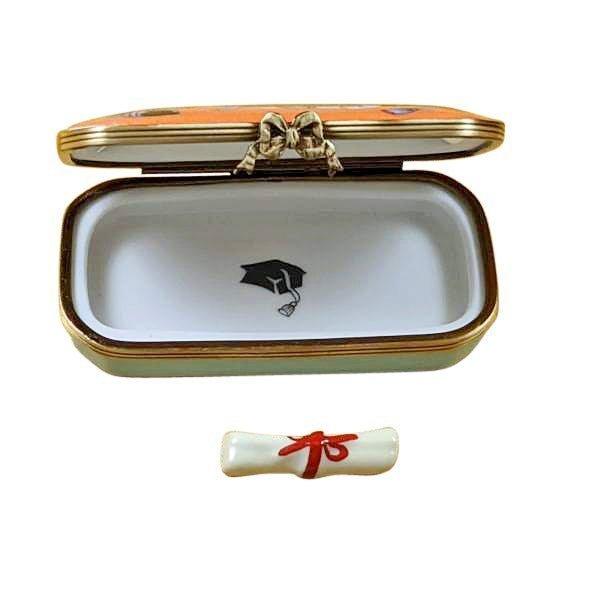 Artisan-painted Congratulations Graduation Oval with Diploma Limoges box from France, a cherished collectible