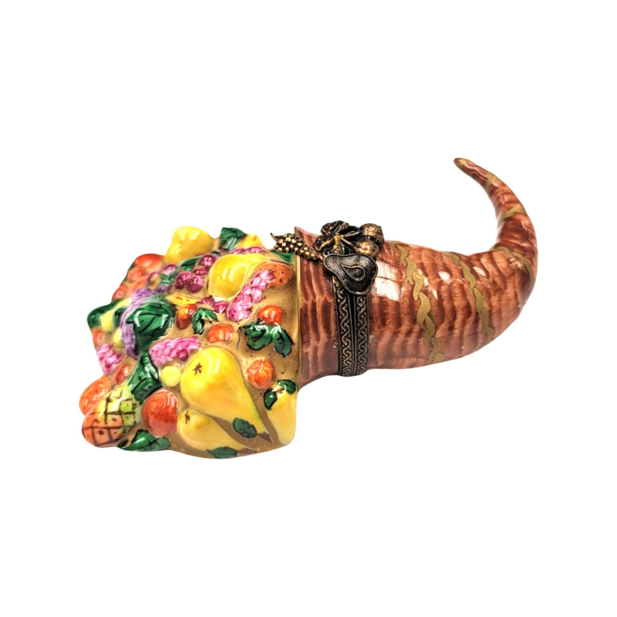 Cornucopia Elegance for Thanksgiving, a hand-painted Limoges porcelain gift