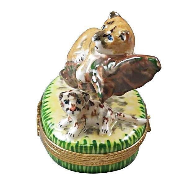 Cougar with Baby Limoges box, an heirloom-quality piece for collectors
