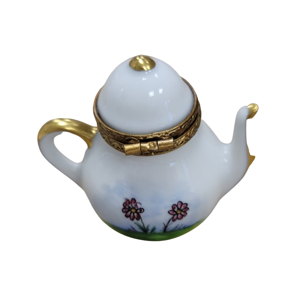 Tea Pot w Cow Lait Limoges Box Figurine for Collectors, view 3
