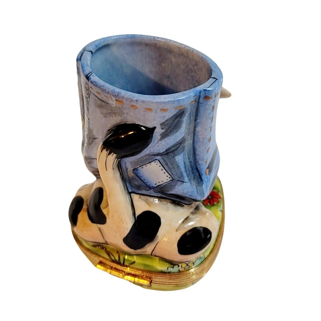 Cow Vase Pencil Holder Limoges Box Figurine, Well Detailed, view 10