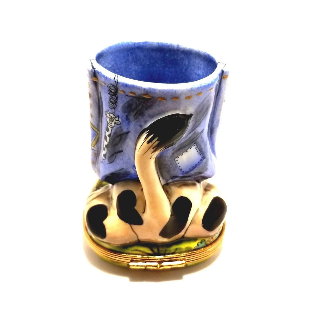 Cow Vase Pencil Holder Limoges Box Figurine, Well Detailed, view 2