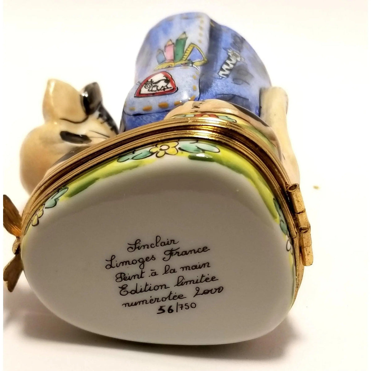Every brushstroke by hand on the Cow Vase Pencil Holder Limoges box from France