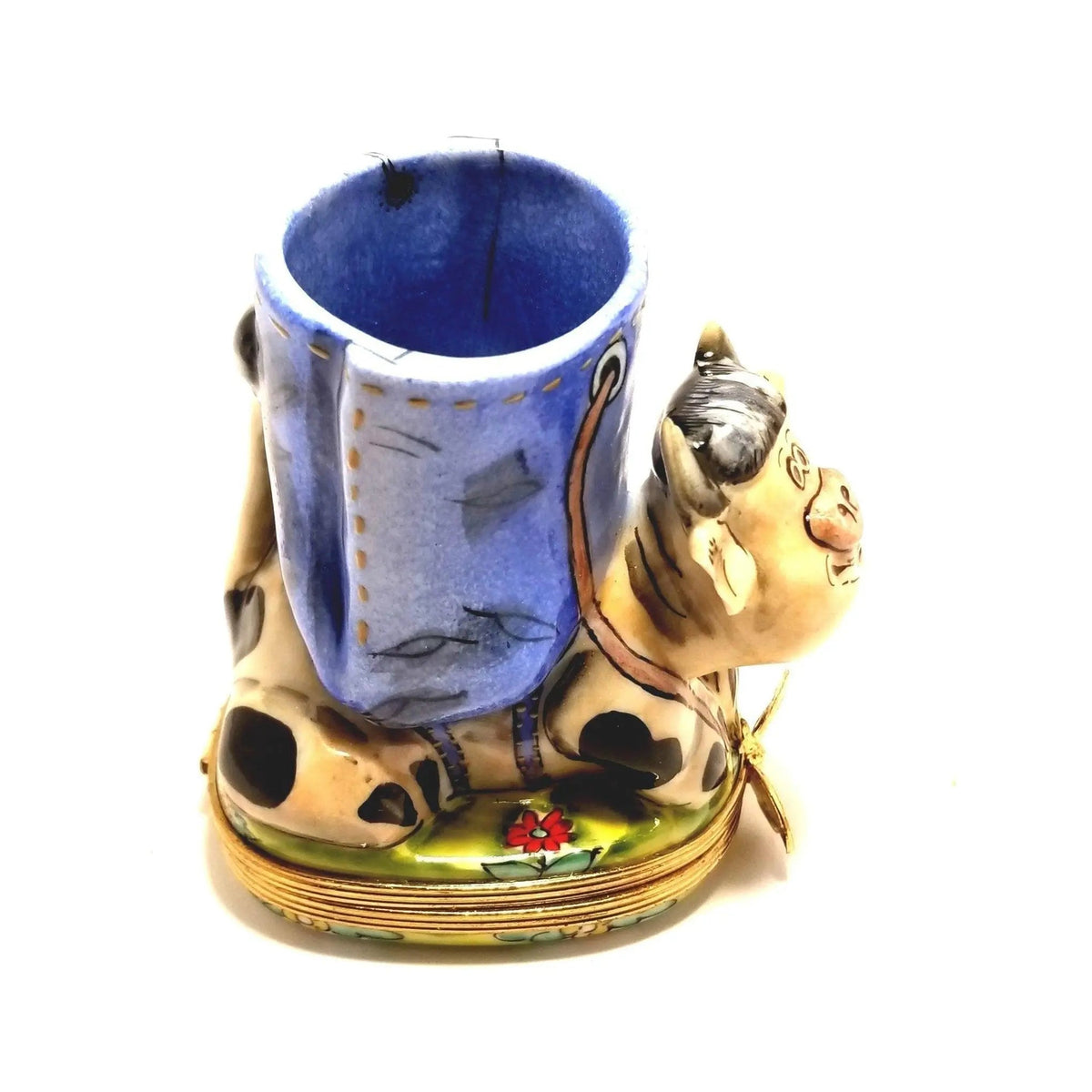 Cow Vase Pencil Holder Limoges Box Figurine, Well Detailed, view 7