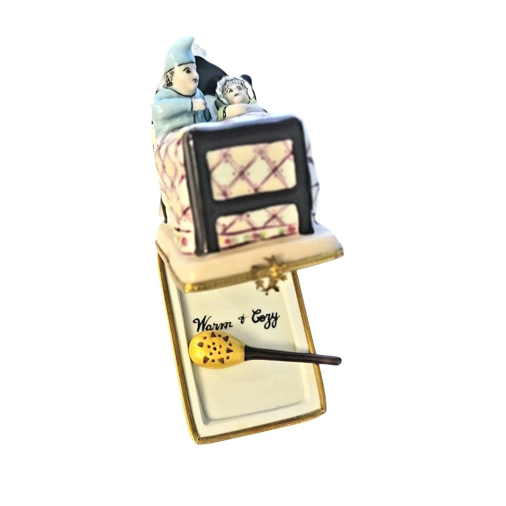 Older Couple in Bed Warm & Cozy Limoges box, an heirloom-quality piece for collectors