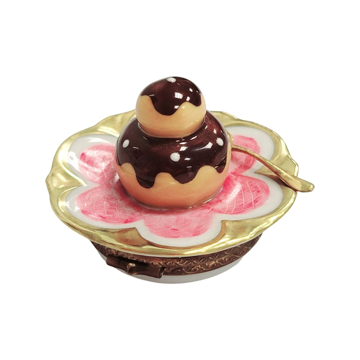 Cream Puff on Plate Limoges Box Figurine 1, view 3