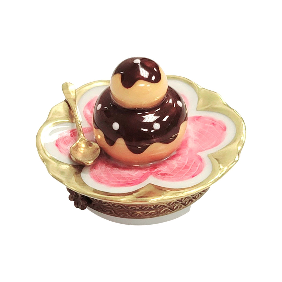 Cream Puff on Plate Limoges Box Figurine 1, view 4