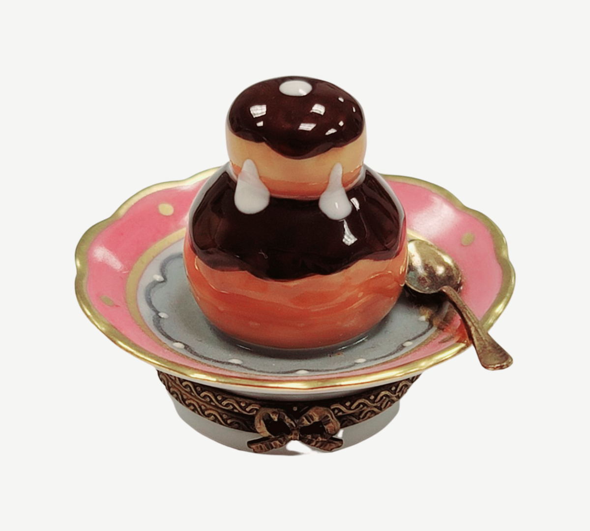 Cream Puff on Plate Limoges Box Figurine, view 6
