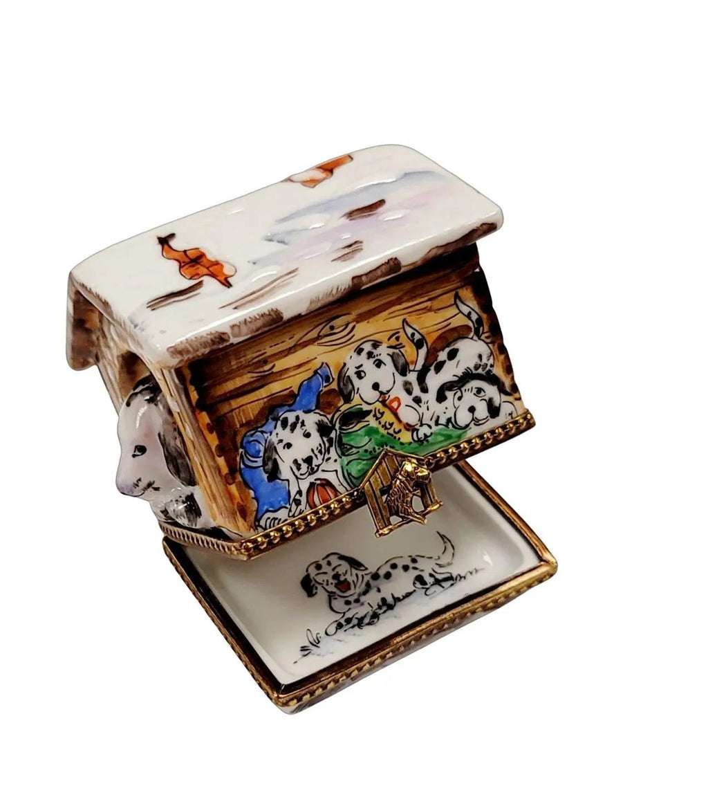 Dalmation Dog in Winter Dog House Limoges Box Figurine, view 4