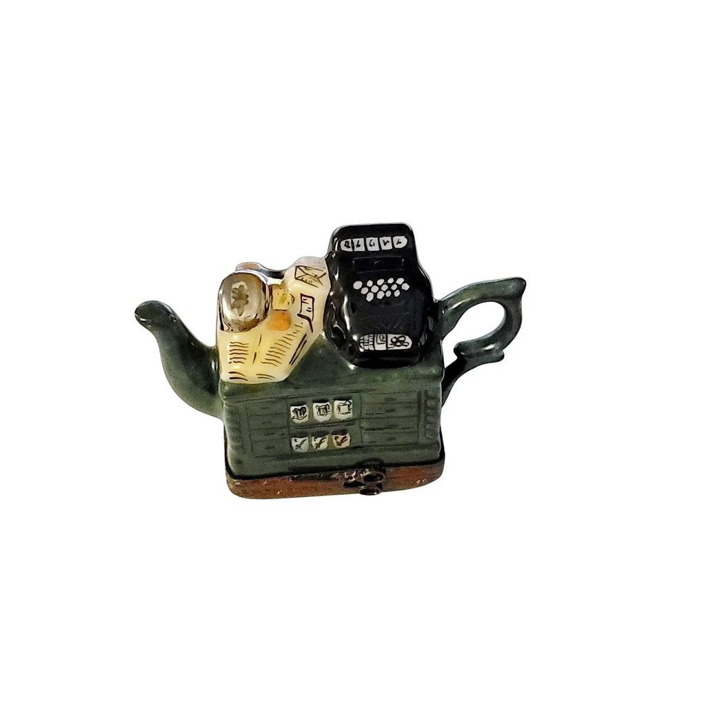 Dark Green Coffee Tea Shop Teapot Porcelain Art Object Limoges, view 3