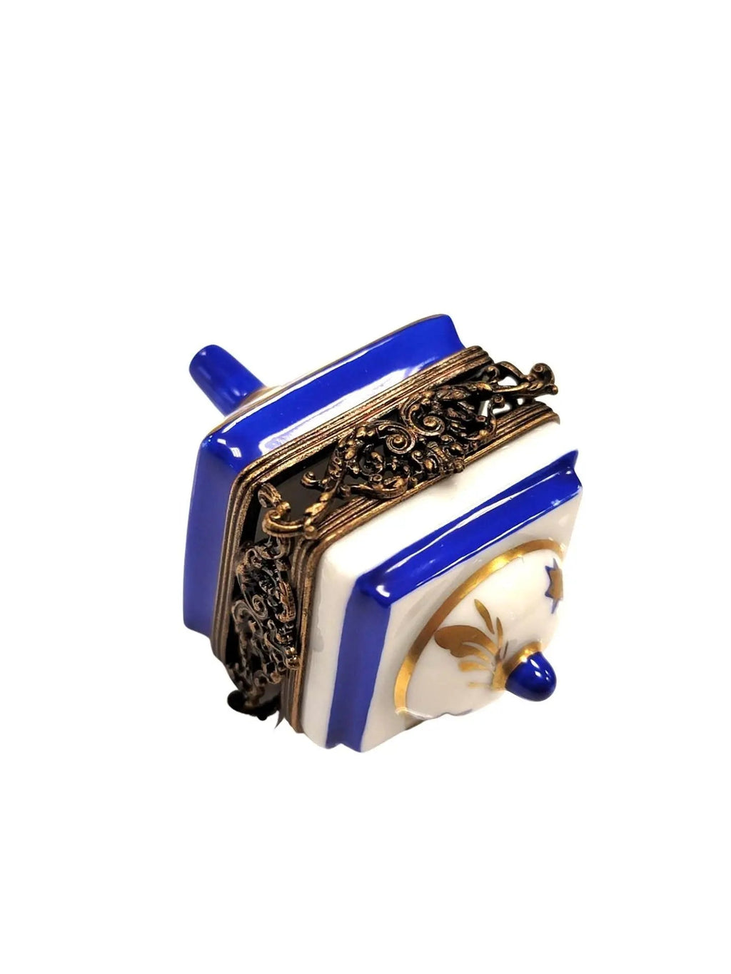 Gift idea for someone who loves France: Brass White Dreidel Limoges box