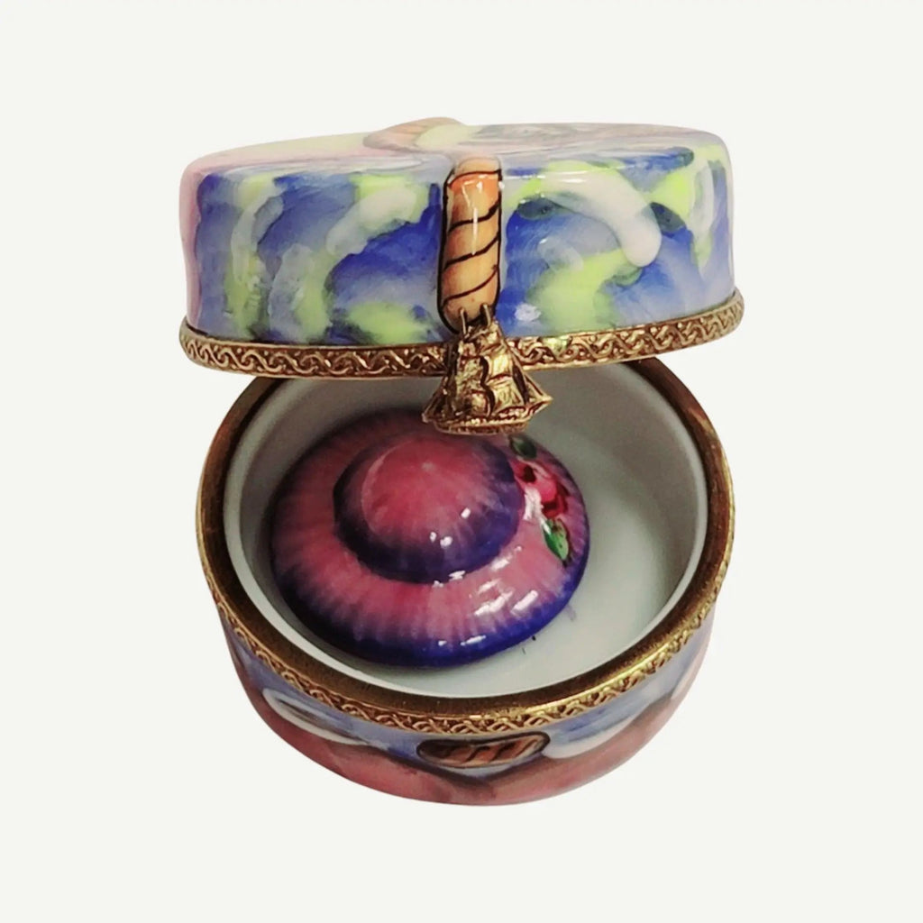 Fine French craftsmanship on the Designer Hat: Ship Hat Inside Limoges box, painted by hand