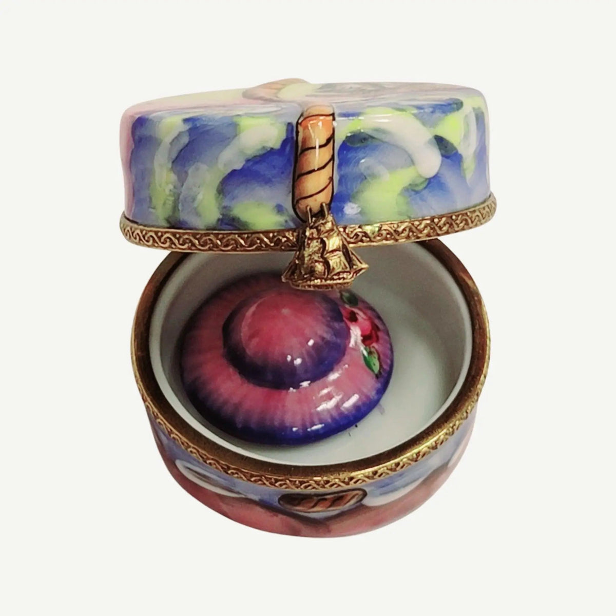 Fine French craftsmanship on the Designer Hat: Ship Hat Inside Limoges box, painted by hand