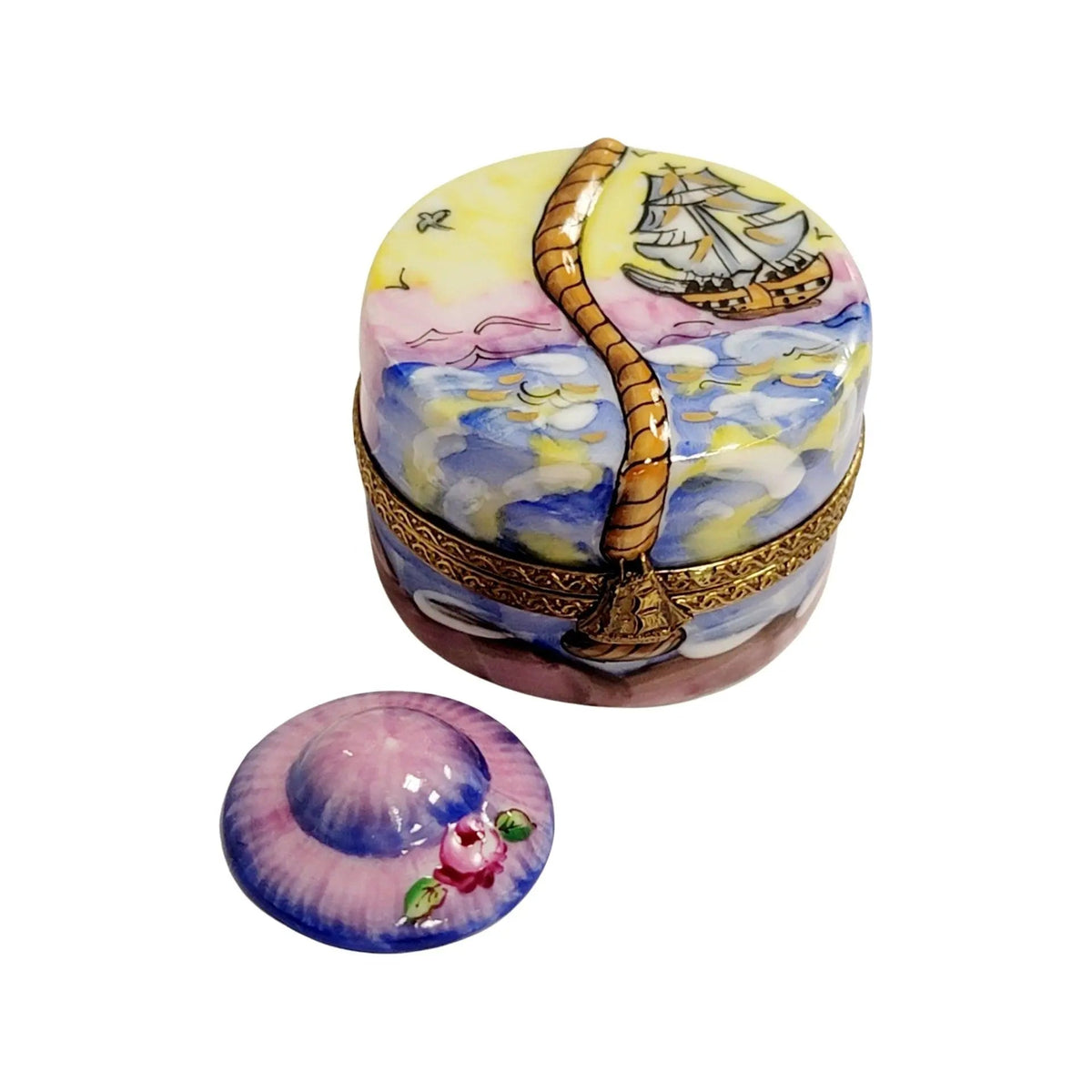 Designer Hat: Ship Hat Inside Limoges box painted by hand in Limoges, France, a gift to treasure