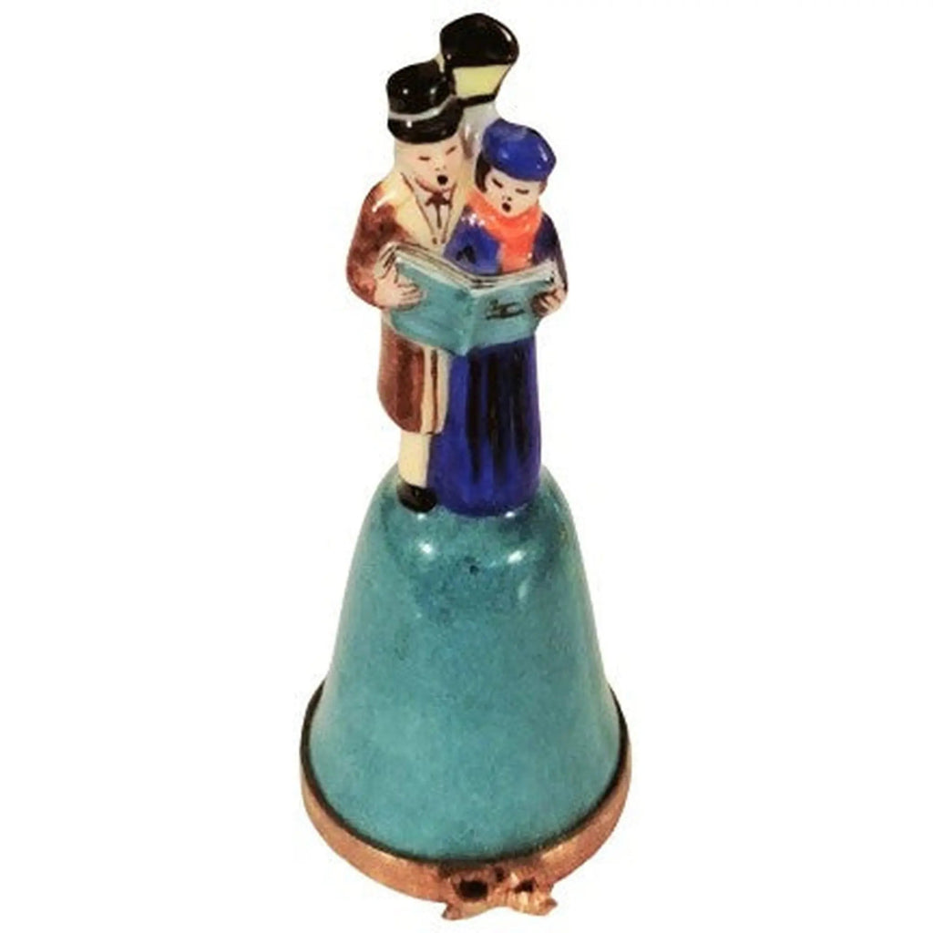 Dickens Christmas Carolers on Bell Beside Lamp Post Limoges, a hand-painted Limoges porcelain gift