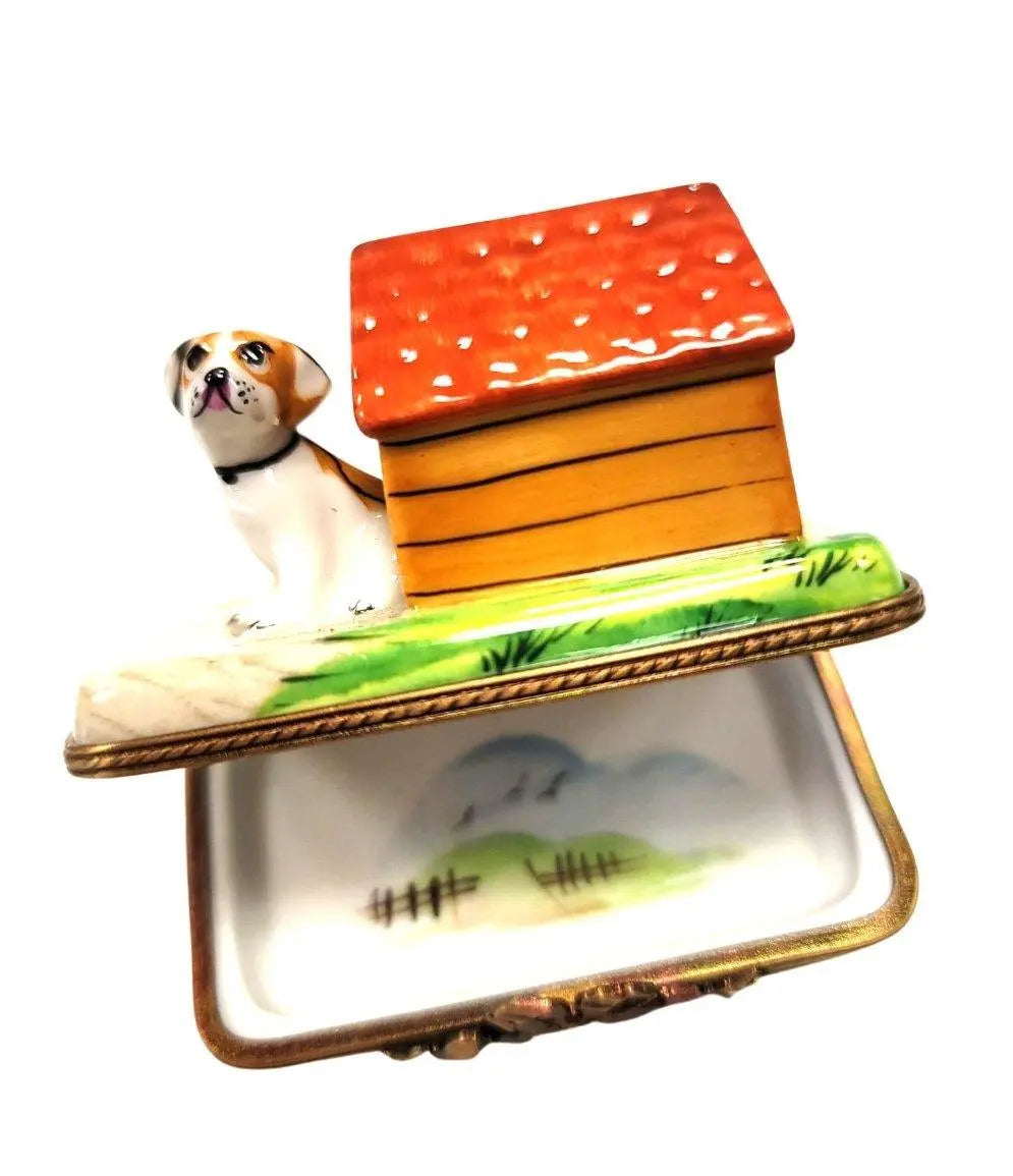 Dog in Doghouse Limoges box painted by hand in Limoges, France, a gift to treasure