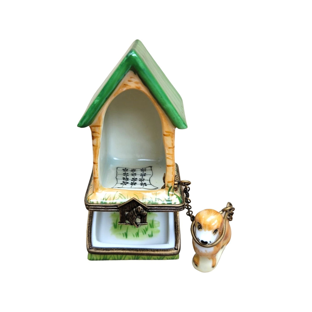 Dog on Chain in House Limoges Box, view 2