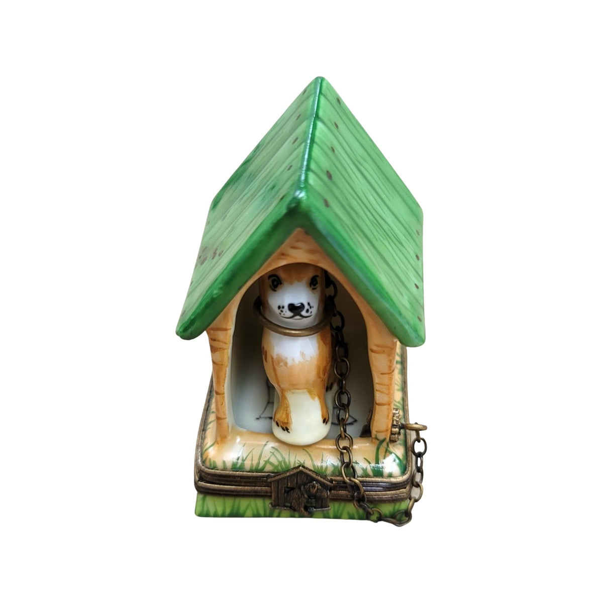 Dog on Chain in House Limoges Box, view 3