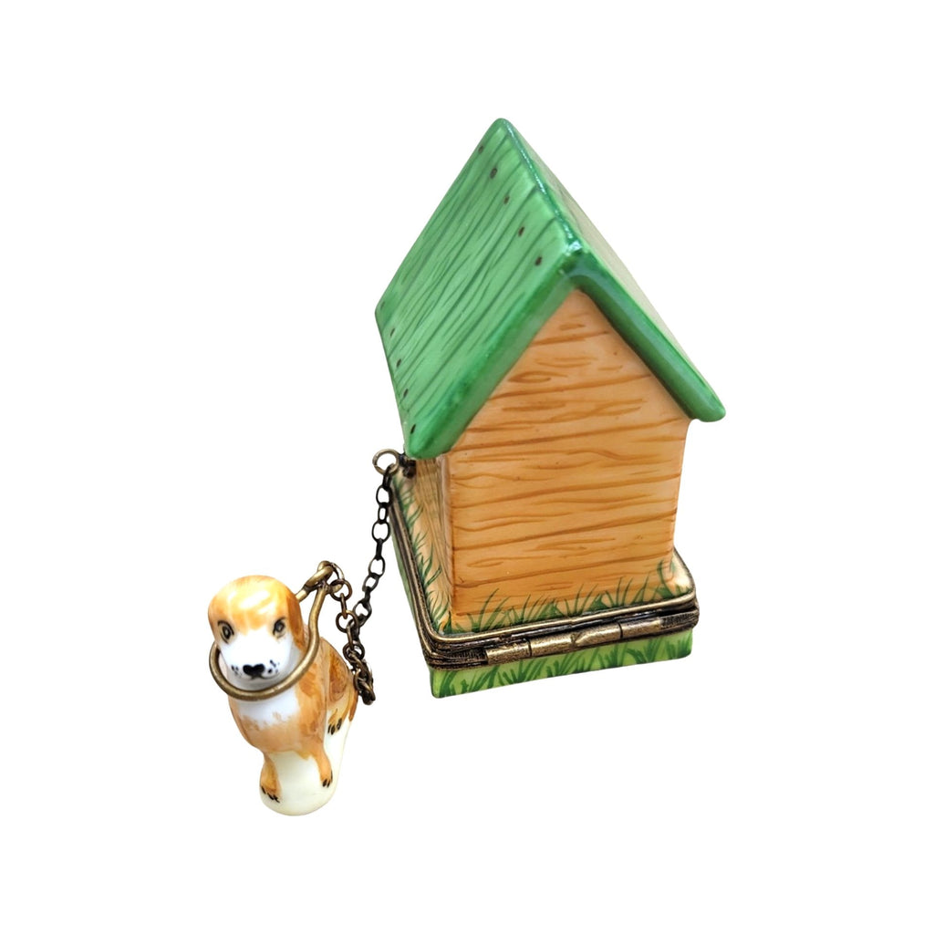 Dog on Chain in House Limoges Box, view 4
