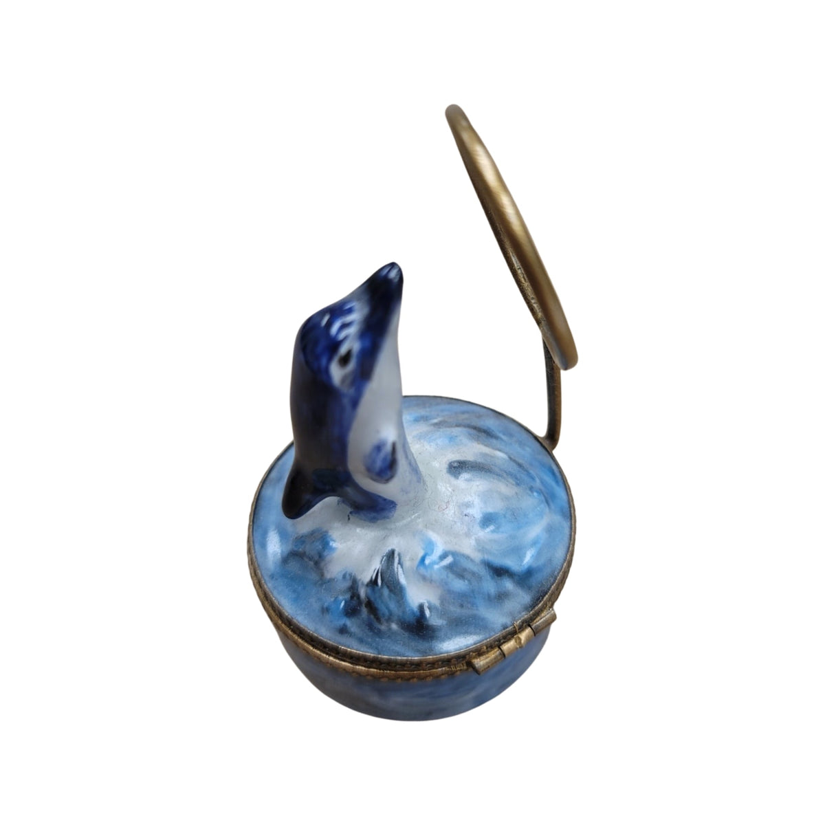 Collectible Dolphin Limoges box with artisan brushwork