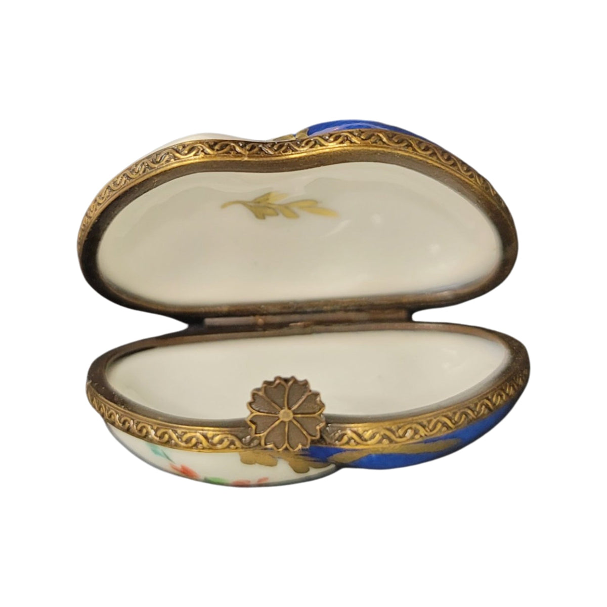 Double Blue Heart Limoges Porcelain Art Object, view 2