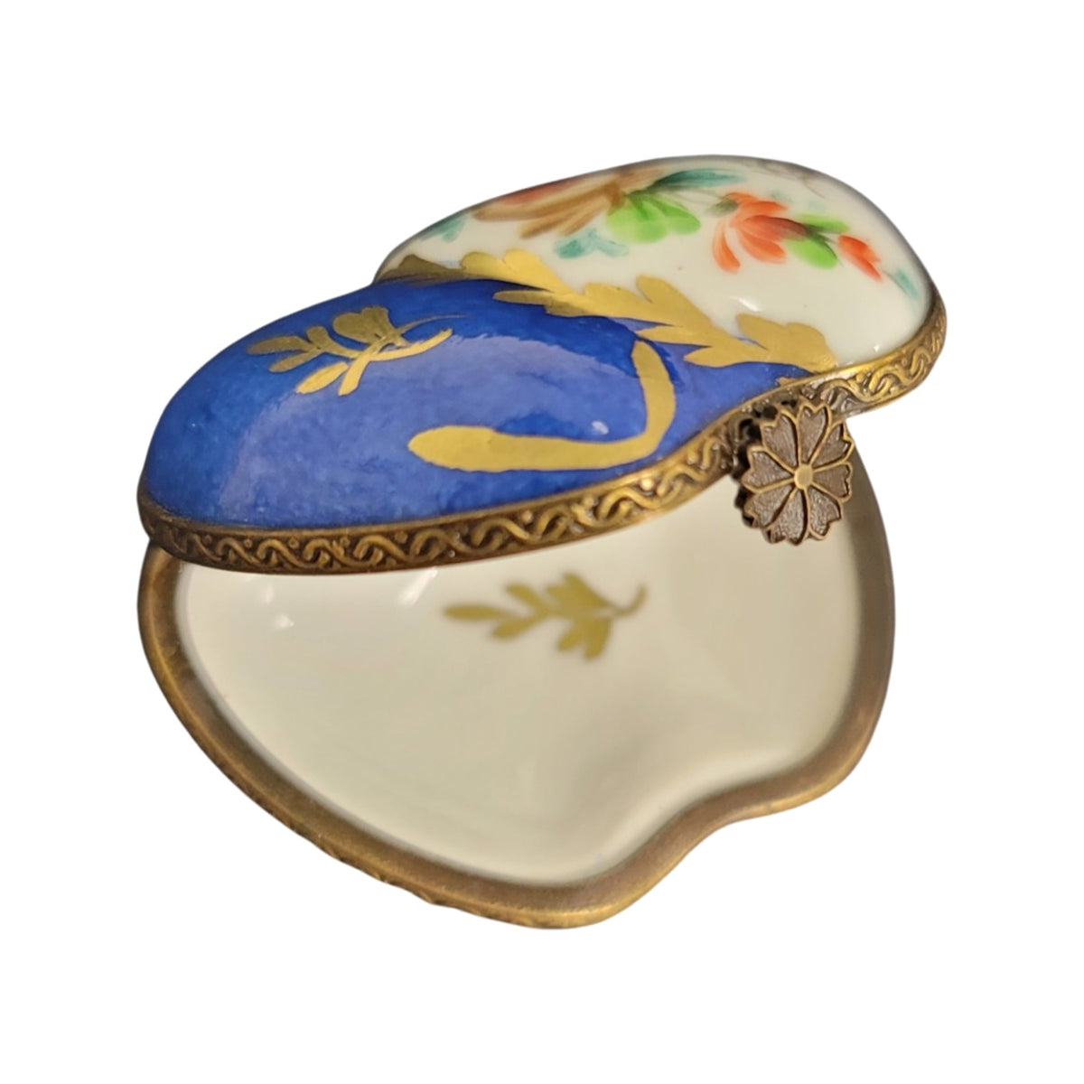 Double Blue Heart Limoges Porcelain Art Object, view 3