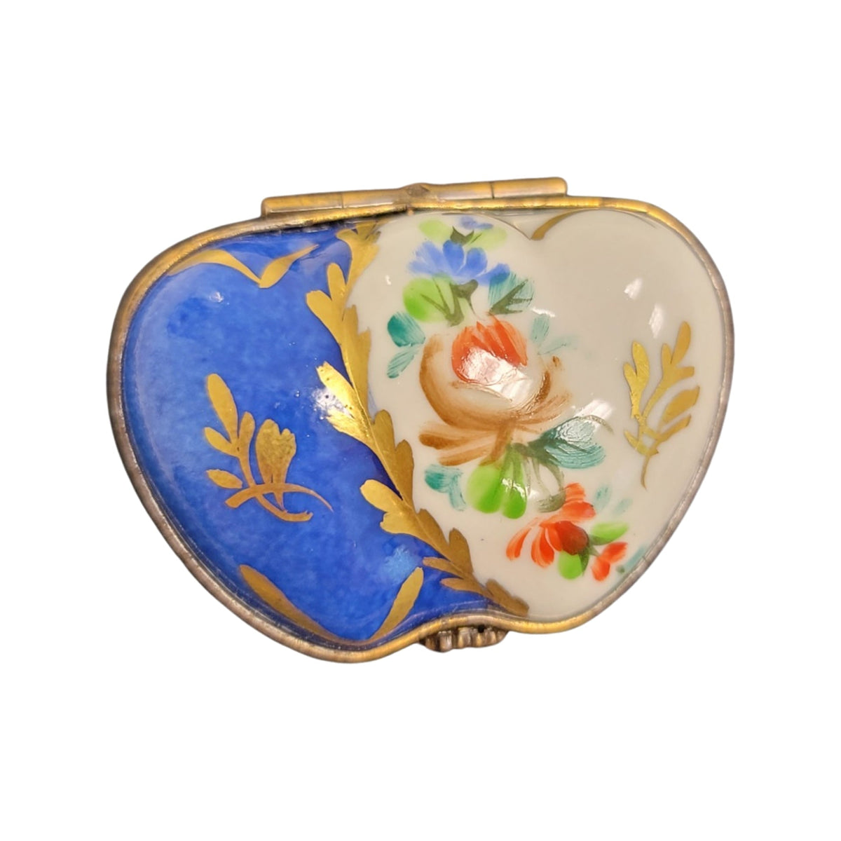 Double Blue Heart Limoges Porcelain Art Object, view 4