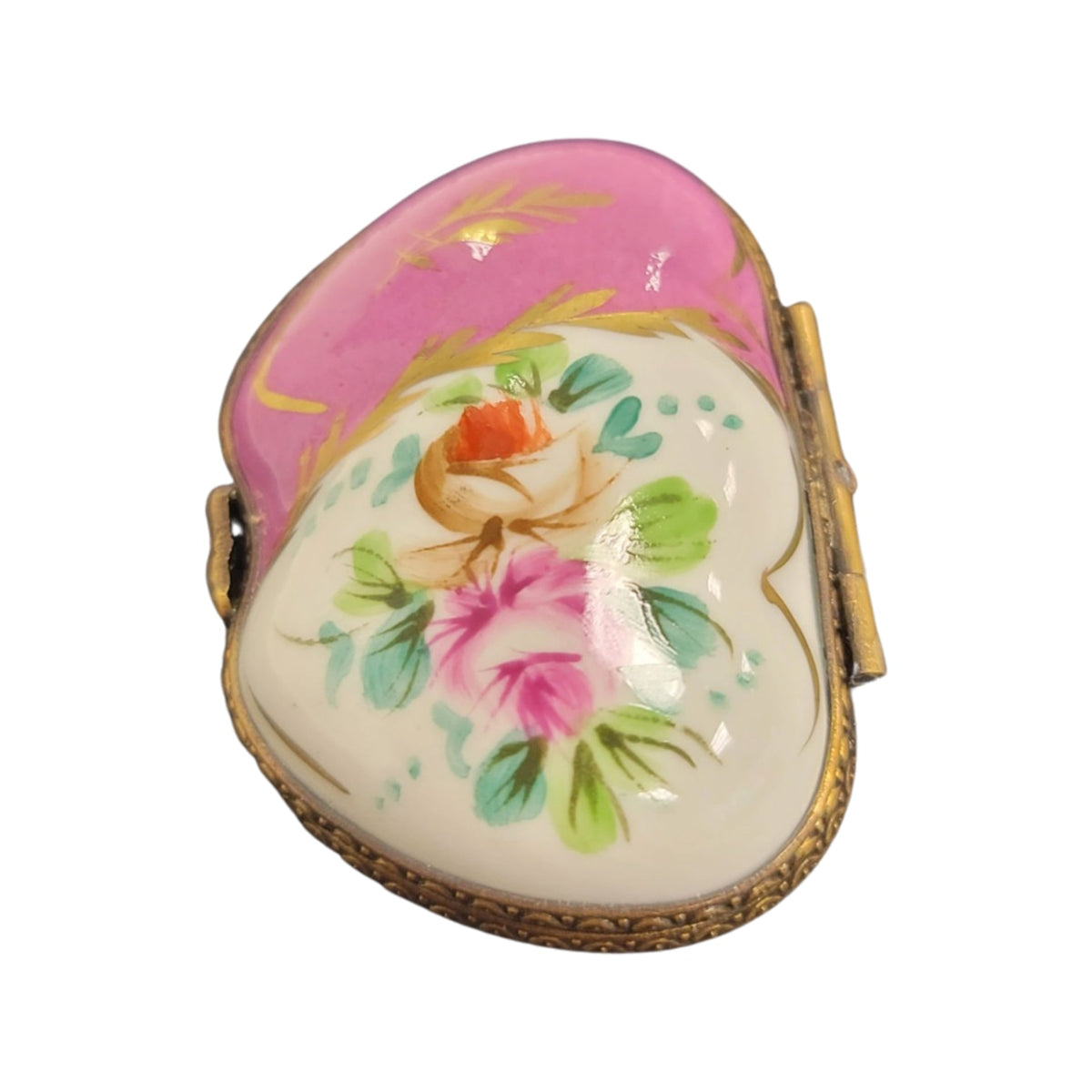 Double Pink Heart Limoges Porcelain Art Object, view 3